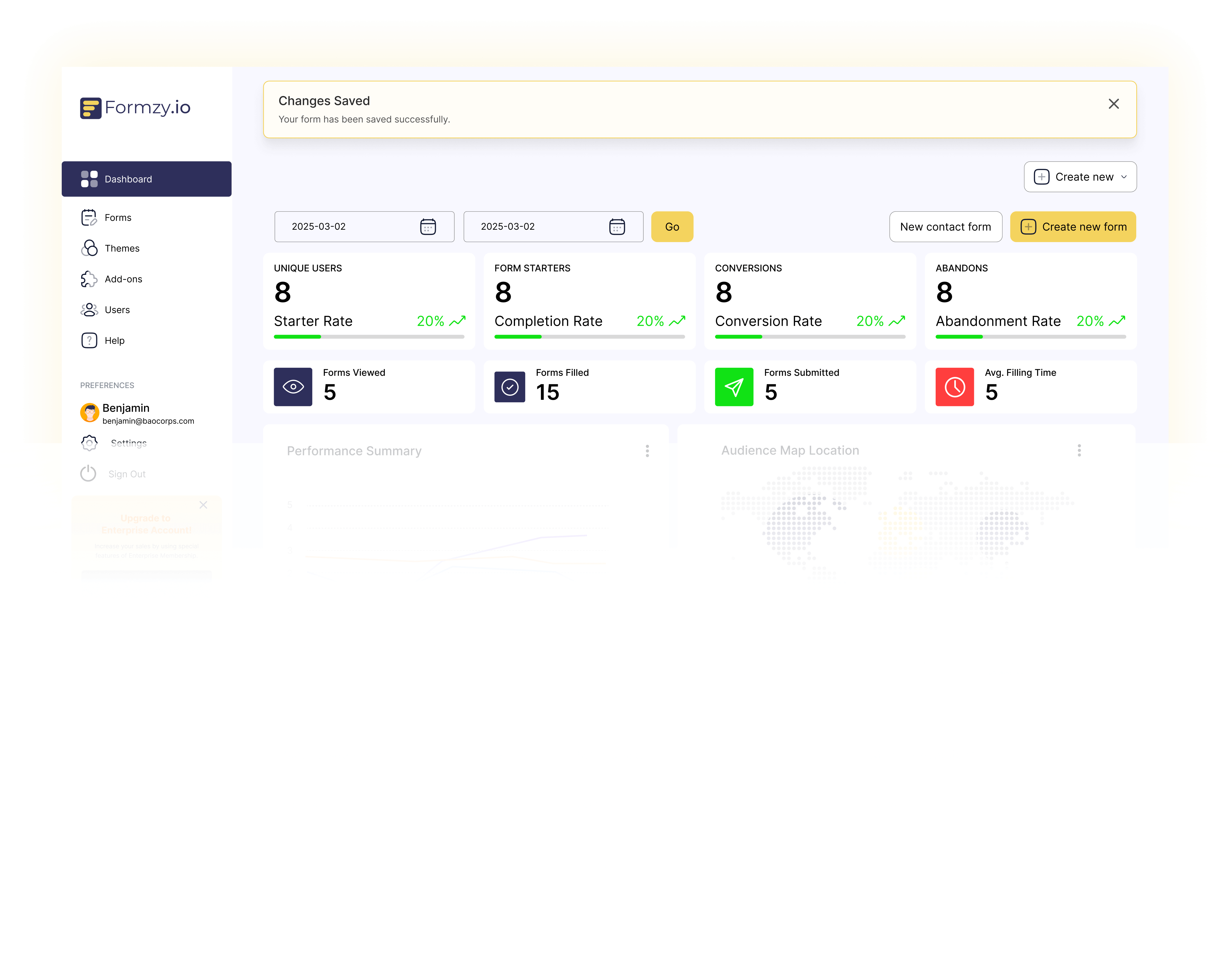 Formzy Dashboard Mockup